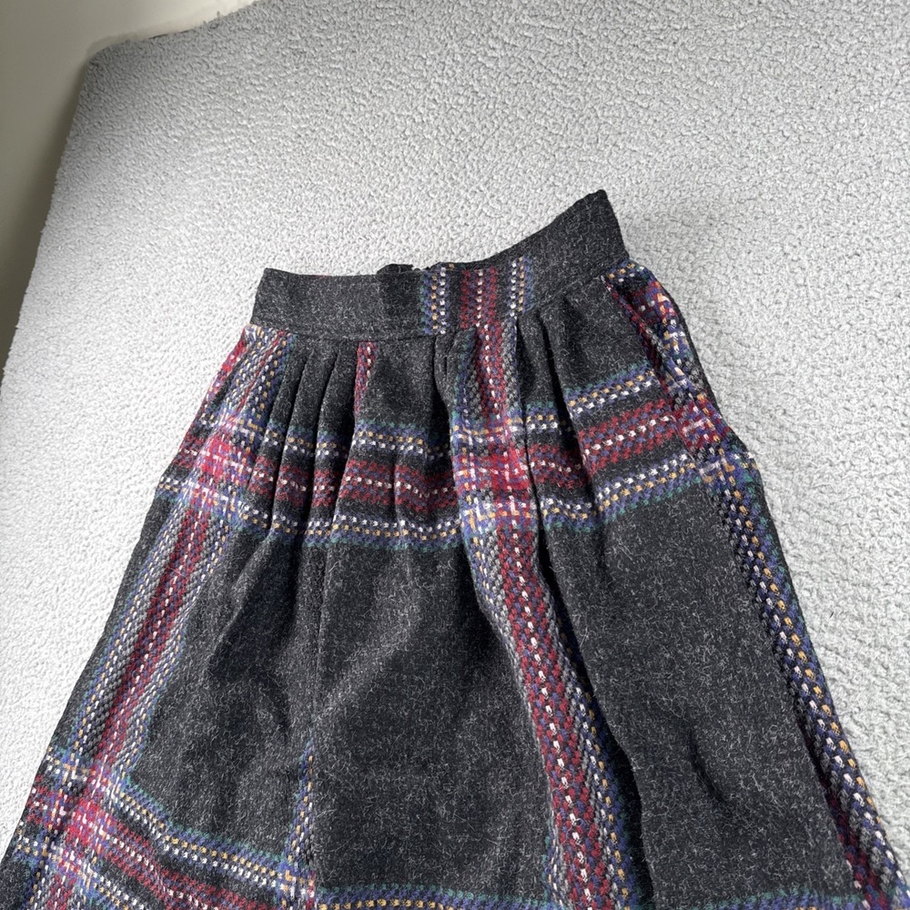 Vintage Womens Tartan Plaid Wool Skirt Sz 11/12 Academia Old Money Prairie READ - Picture 2 of 13